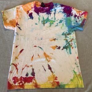 Gildan Heavy Cotton Tie Dye T Shirt Adult Medium Rainbow Festival Hippie Tee